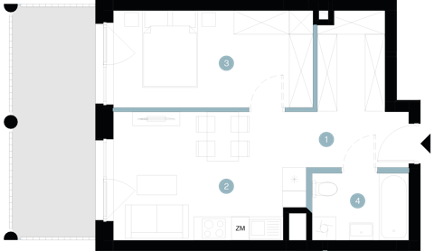 Plan 2 pok. 40m²