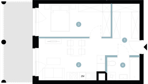 Plan 2 pok. 40m²