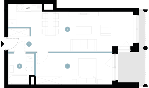 Plan 2 pok. 49m²