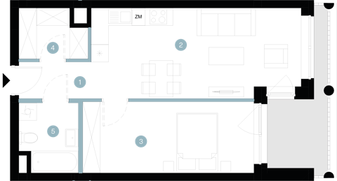 Plan 2 pok. 47m²