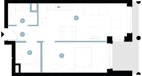 Plan 2 pok. 46m²