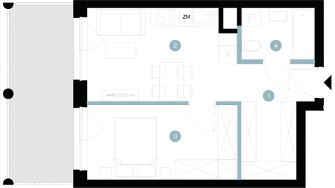 Plan 2 pok. 39m²