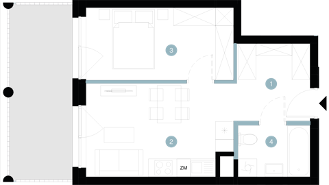Plan 2 pok. 37m²