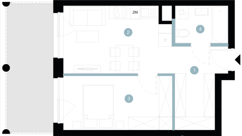 Plan 2 pok. 39m²