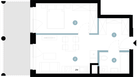 Plan 2 pok. 37m²