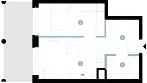 Plan 2 pok. 37m²