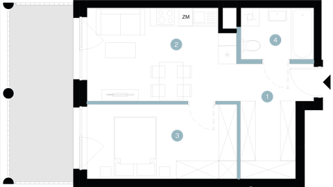 Plan 2 pok. 39m²