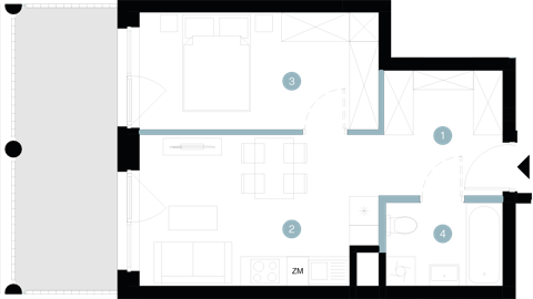 Plan 2 pok. 37m²