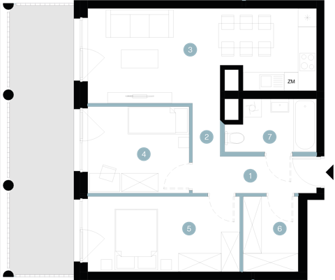 Plan 3 pok. 58m²