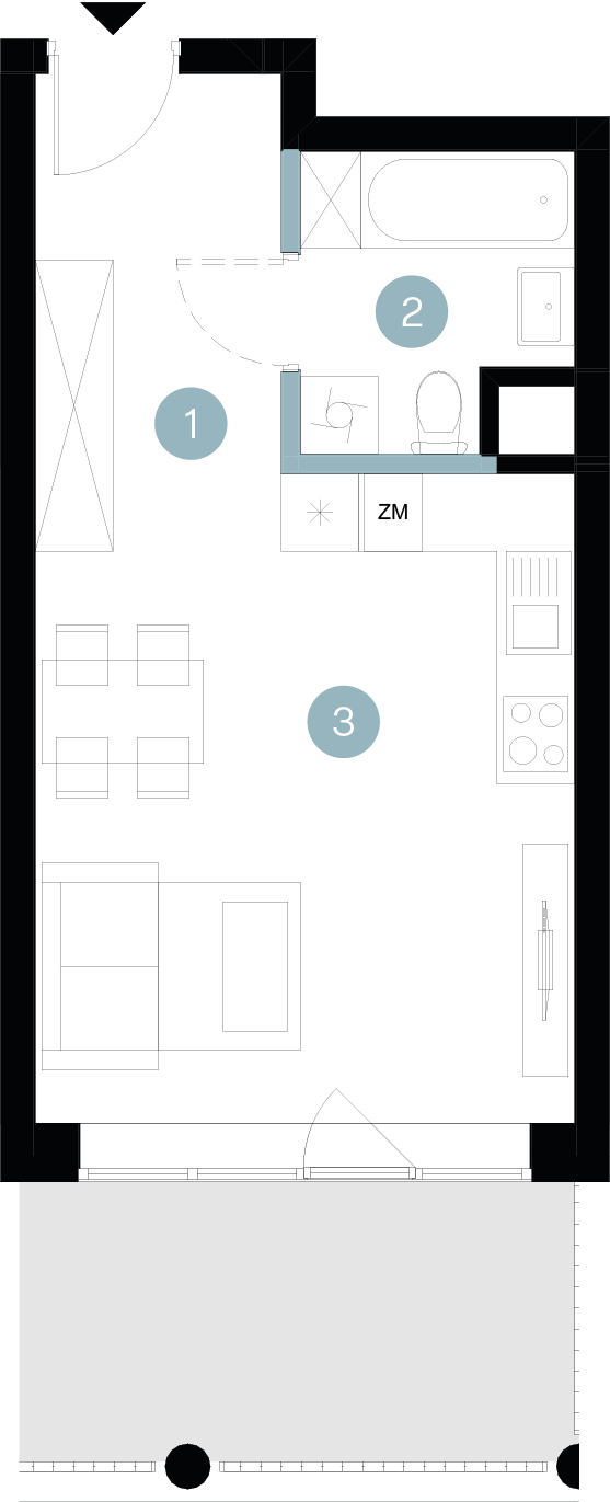 Plan 1 pok. 31m²