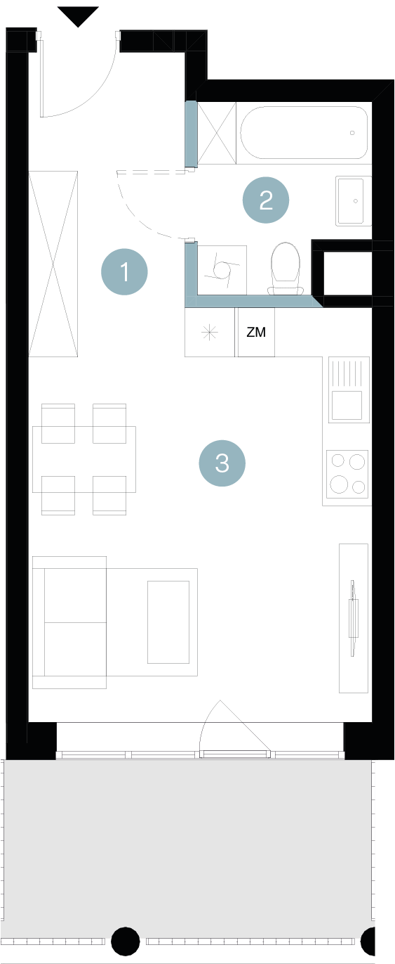 Plan 1 pok. 31m²