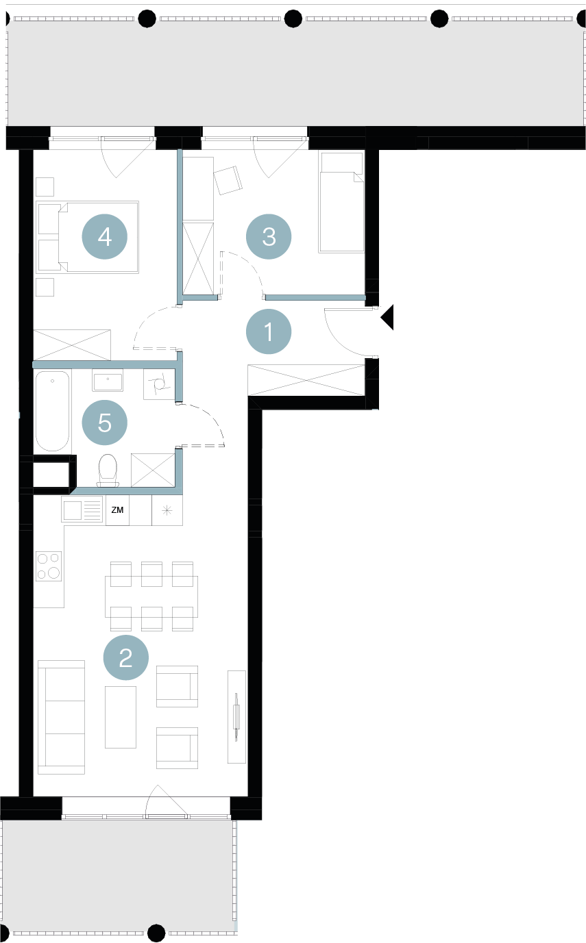 Plan 3 pok. 61m²