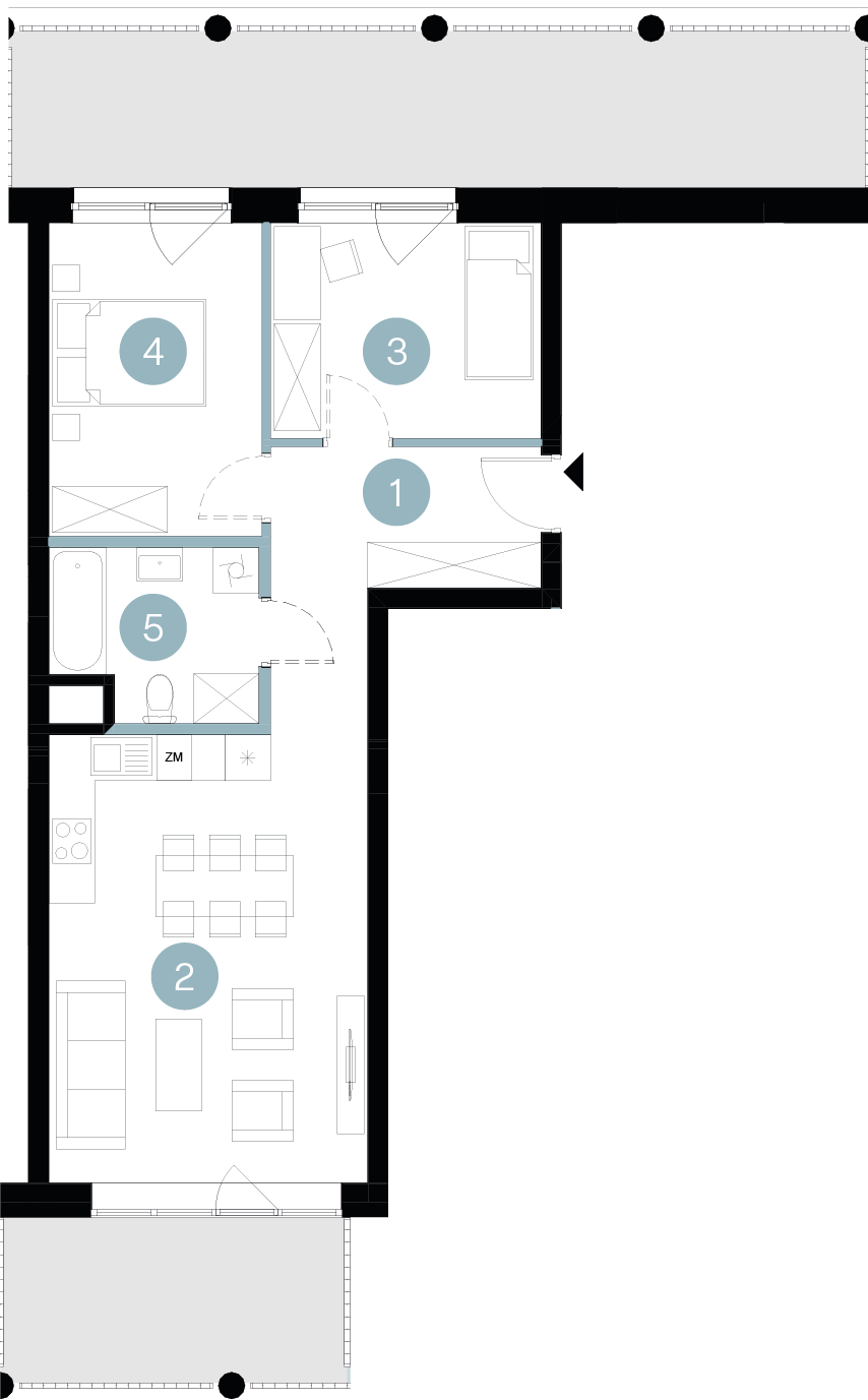 Plan 3 pok. 61m²