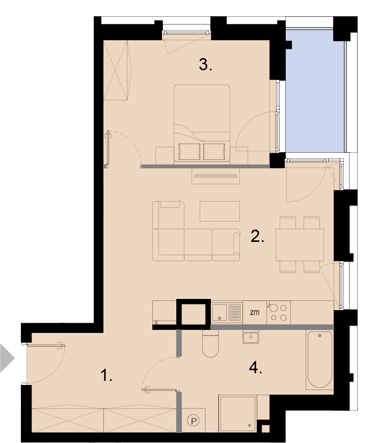 Plan 2 pok. 52m²