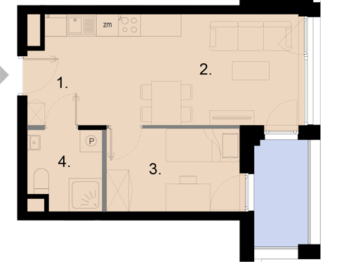 Plan 2 pok. 34m²