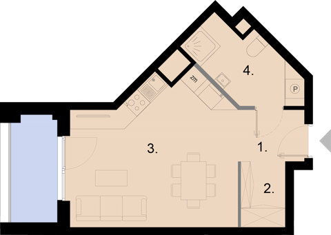 Plan 1 pok. 35m²