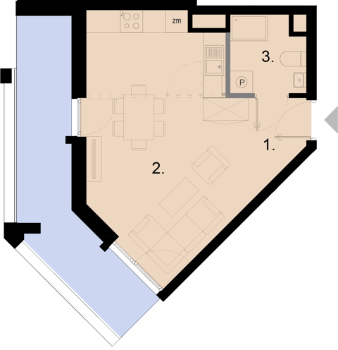 Plan 1 pok. 32m²