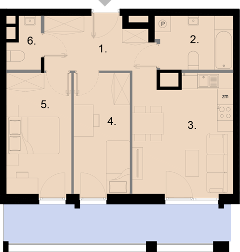 Plan 3 pok. 53m²