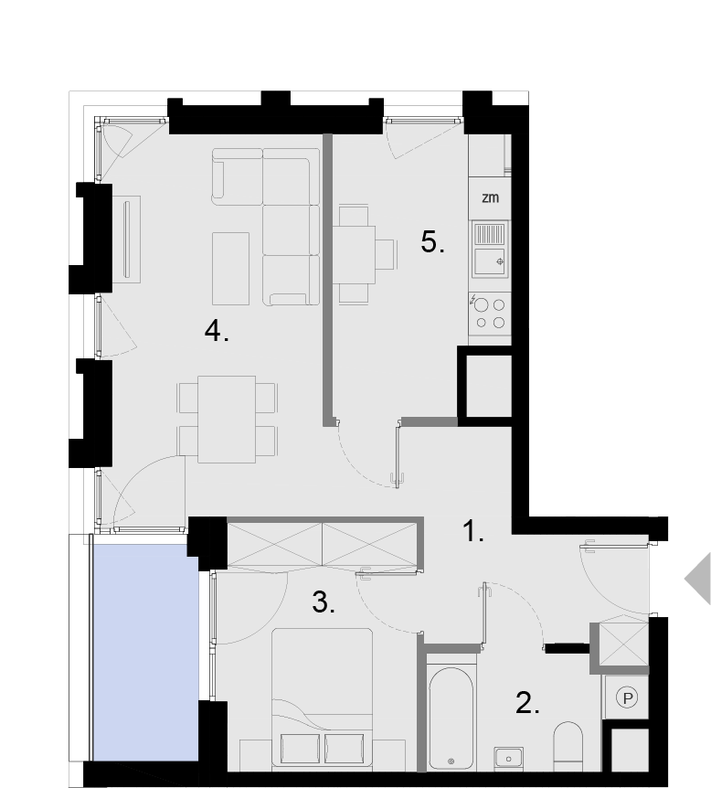 Plan 2 pok. 46m²