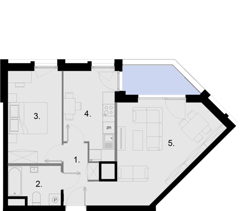 Plan 2 pok. 55m²
