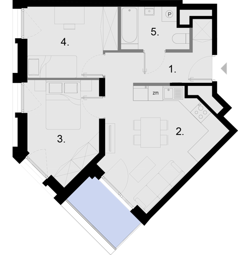 Plan 3 pok. 48m²