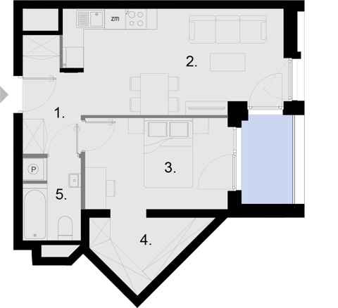Plan 2 pok. 42m²