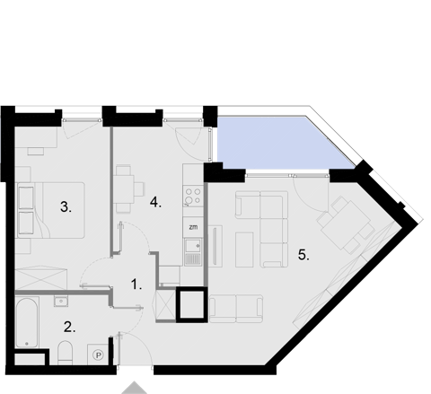Plan 2 pok. 55m²