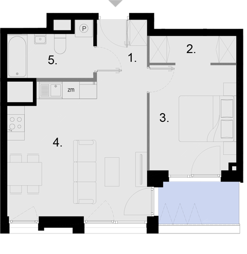 Plan 2 pok. 44m²