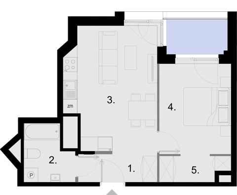 Plan 2 pok. 42m²