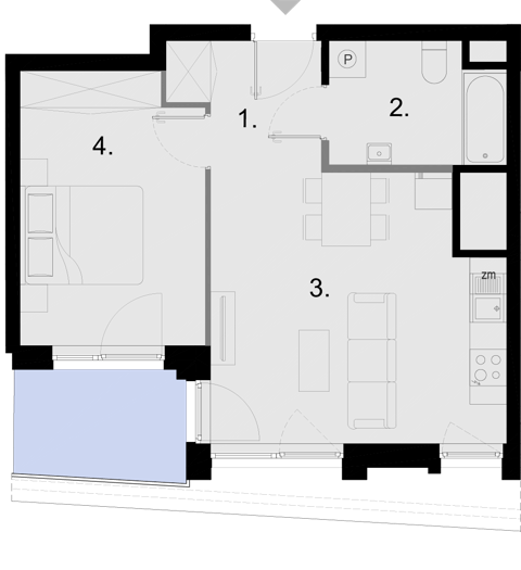 Plan 2 pok. 43m²