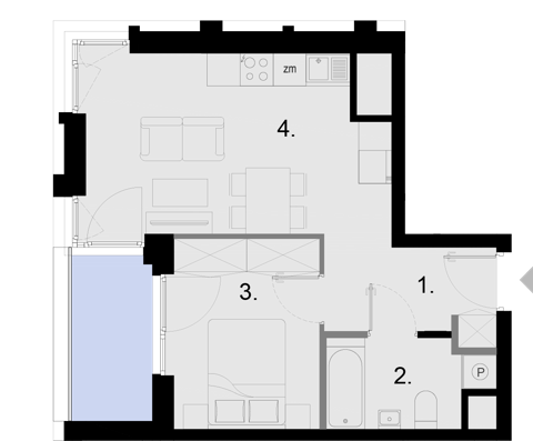 Plan 2 pok. 36m²