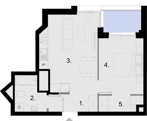 Plan 2 pok. 42m²