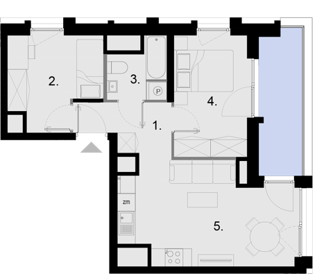 Plan 3 pok. 45m²