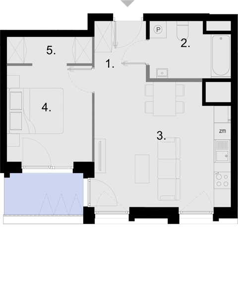 Plan 2 pok. 43m²