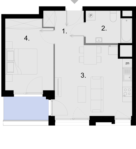 Plan 2 pok. 43m²
