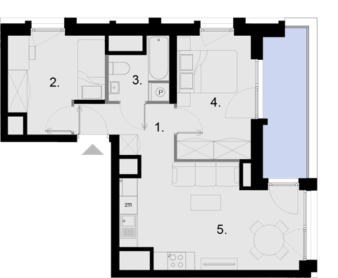 Plan 3 pok. 45m²