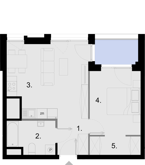 Plan 2 pok. 44m²
