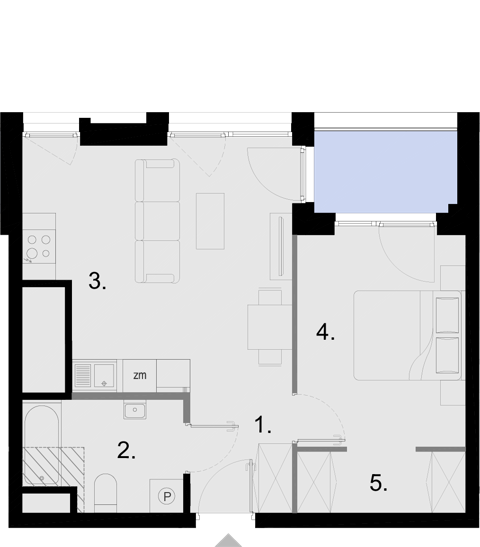 Plan 2 pok. 43m²