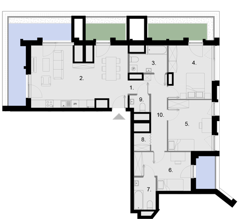 Plan 4 pok. 91m²