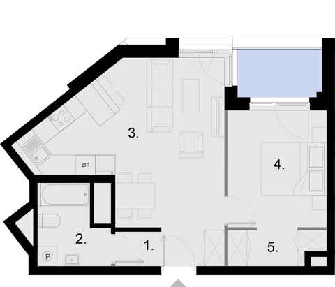 Plan 2 pok. 45m²