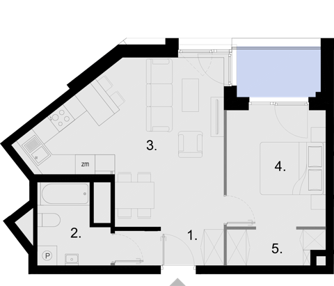 Plan 2 pok. 45m²