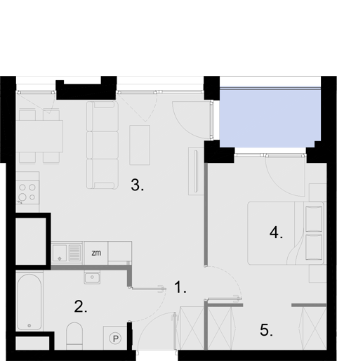Plan 2 pok. 42m²