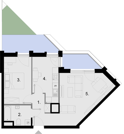 Plan 2 pok. 55m²