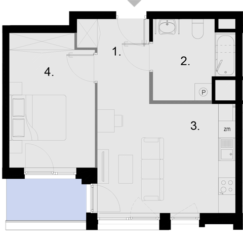 Plan 2 pok. 46m²