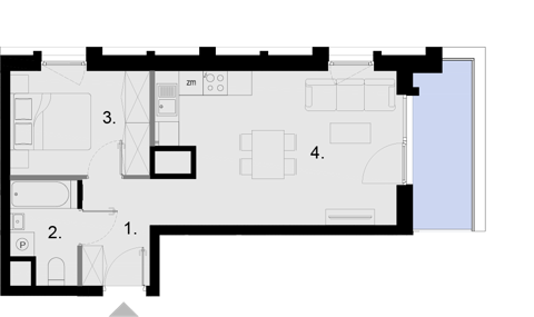 Plan 2 pok. 39m²
