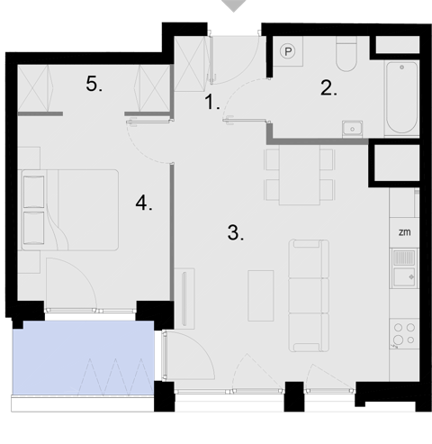Plan 2 pok. 45m²