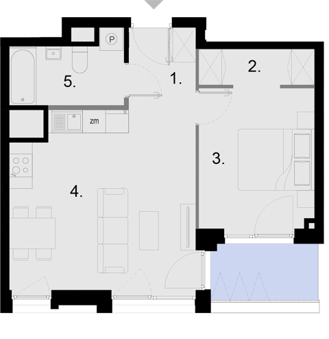 Plan 2 pok. 44m²