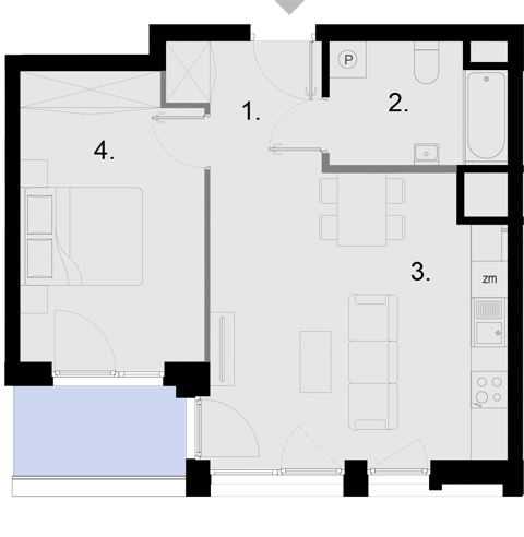 Plan 2 pok. 46m²