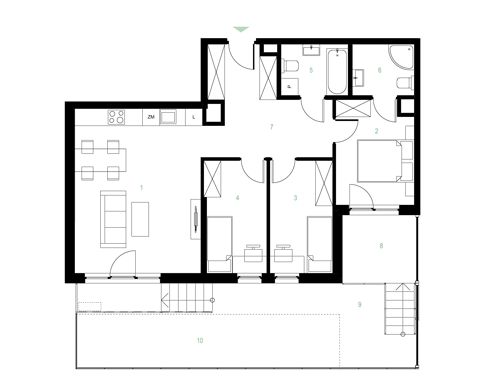 Plan 4 pok. 74m²