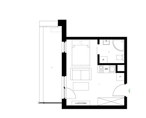 Plan 1 pok. 22m²
